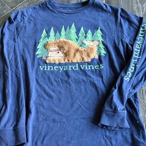 Vineyard Vines Blue Cotton Long Sleeve Fuzzy Yeti Shirt Boys Sz L